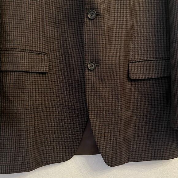 Lauren Ralph Lauren Wool Blazer Mens 44L Houndstooth Brown Sport Coat Jacket - Picture 6 of 16